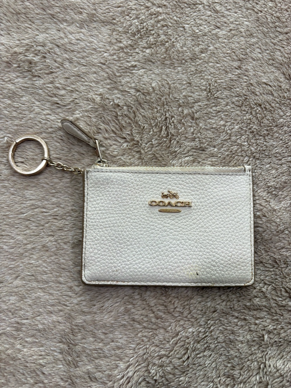 Coach white mini skinny ID case